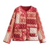 Fongt Women's Explosive Color Printing Cotton Coat Fashion Loose Leisure