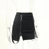 Dark Wind Spring's New Double Zipper Bag Hip Fork Goth Design Tight Half Skirt Woman-Outfit