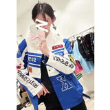 Bomber Woman varsity Jackte Long Sleeves Race Car Jacket Vintage Detachable Hem Coat 2022 Summer American Baseball