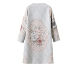 Vintage Jacquard Flower Print Autumn Winter Long Overcoat Outwear Women's luxury Crystal Beaded Plus Size Jackets