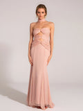 New Women's Sexy Hollow Corset Dress Temperament Mesh Fishtail Dress