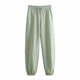 New Basic Short Style Sweater 8417803 Elastic Waist Jogging Trousers Set-Outfit