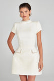 Tweed Solid Beaded Seam Mini Dress-Outfit