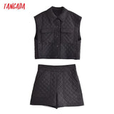 2021 Women's Set Solid Padded Waistcoat Shorts Set Autumn Fashion Suit 2 Piece Set