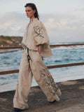 Fashion Cotton-Print Broad Leg Trousers Set 2025 Spring And Summer New