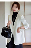 White Collarless Suit Jacket Female Spring 2025 New Small Fragrant Wind Advanced Sense Temperament Casual Korean Version Small Suit-Outfit