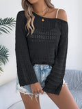 Early Autumn Collar Hollow Long-Sleeved Knitted Shirt Casual Loose Coat Women's