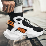 Men Sneakers High Top Sock Shoes Breathable Sports Walking Shoes Thick Bottom Men Casual Shoes Large Size 39-46-Outfit