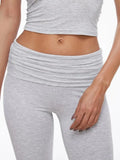 Short Sleeve Cropped Top Fold-over Flare Pants Set-Outfit