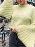 Horn Sleeves Lazy Short Sweater Ins Fall's New Fashionable Commuter Blouse Women's Wear-Outfit