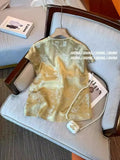 Chinese Style Retro Jacquard Satin Shirt Women's Summer 2024 New Casual Foreign Style Short-Sleeved Blouse-Outfit