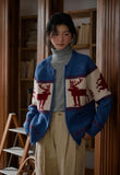 Reindeer Print Knitted Cardigan-Outfit