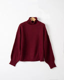 Fongt Women's WISH Turtleneck Long Sleeve Jumper Loose Casual Knit Sweater