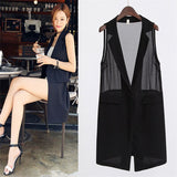 Fashion Summer Vest Jacket Women Plus size 5XL Black Chiffon Sleeveless Outerwear Female Perspective Casual Waistcoat