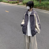 Contrast Stripe Zip Up Jacket-Outfit