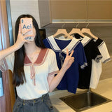 Fongt Style Doll Collar T-Shirt For Women's Summer New Sweet Spicy Head Short-Shoeed Sexy Ins Short-Sleeved