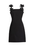 Fongt 2025 New Fashion Design Three-Dimensional Flowers Spliced Shoulder Strap Dress Dress