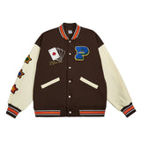 Lucky Embroidery Varsity Jacket-Outfit
