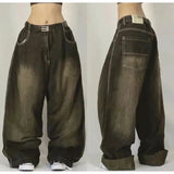 Multi-pocket Washed Baggy Jeans-Outfit