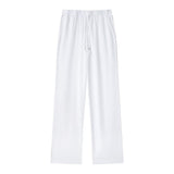 New Solid Color Elastic Waist Wide Leg Trousers 9929140-Outfit