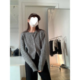 Fongt Women's Coat In The Spring And Autumn With The College Style Gray Knitted Shirt Small Short