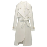 Spring Windbreaker Autumn Trench Coat Women Adjustable Waist Slim Solid Black Coat White Long Trench Coats Female