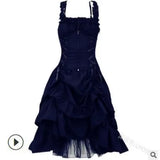 Fongt Lolita COS Gothic Slimming Irregular Design Strap Corset Dress