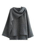 Fongt Women's Explosion Cloak Knitted Loose R-Shirt Sweater