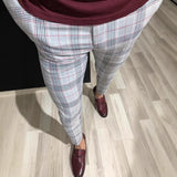 Fongt New Men's Casual Dating Men's Lattice Solid Nine-Point