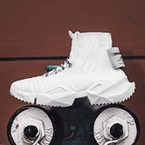 Men Sneakers High Top Sock Shoes Breathable Sports Walking Shoes Thick Bottom Men Casual Shoes Large Size 39-46-Outfit