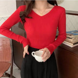 Fongt Knitted Shirt 2025 Autumn New Bottoming Shirt Slim Slim Solid Color Sweater Long Sleeves With A Short