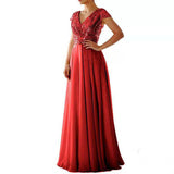 Fongt Spring And Summer New Dress Wishv Neck Chiffon Splicing Evening Dress Women's Dress