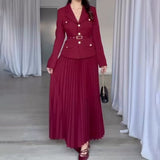 Fongt Temperament Long Dress Suit Women's 100-Fold Dress Suit Women's Clothing