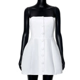 Buttoned Tube Fitted Mini Dress-Outfit
