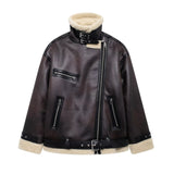 Fongt Women's Autumn And Winter New Double-Sided Collar Long Fur Locomotive Wind Jacket Jacket Jacket