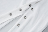 White Sheer Side Button Snap Maxi Dress-Outfit