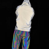 New Semi-Zip Full Reflective Jacket Jumper Trendy Plus-Size Coat Color Reflective Ribbon Patchwork Top-Outfit