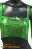 Metallic Sequin Party Crop Top y2k Fashion Solid Backless Straps Camisole Cropped Top for Women Rave
