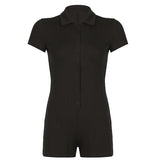 Fongt Hottie Versatile Waist One-Piece Shorts Female POLO Collar Single Breasted Slim Slim Bottom Casual Pants-Outfit