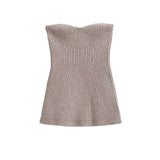 Fongt Throttling Knitted Vest 2025 Spring Sexy Shoulder High Bullet-Tendered Women's Top