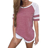 Fongt Women's Short-Sleeved Splicing 2025 Summer Hot Women's Top New Short-Sleeved Round Collar Multi-Color Multi-Code