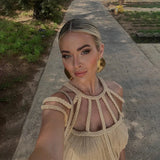 Spring New Dresses Rope Off-Shoulder Sexy Halterneck Loose Vacation Beach Dress Female Sexy Party Club Clothing Vestidos-Outfit