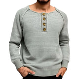 Fongt Men's Spring And Autumn Knitted Shirt Solid Long Sleeves Thin Sweater