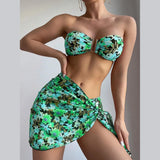 Fongt Swimsuit Female Split Metal U Bikini BIKINI Three-Piece Print
