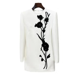 Fongt Early Autumn New Star Fashion Heavy Industry Three-Dimensional Flowers Nails Long Sleeve Dress