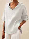 Fongt Summer New Women's Solid Cotton Loose Top T-Shirt Short Sleeves