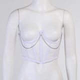 Corset Underbust Women Lace-up Belt Gothic Corset Curve Shaper Strap Slim Waist Belt Chain Mesh Corsets Bustiers-Outfit