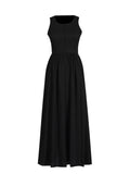 Fongt 2025 New Fresh Sweet Wind Solid Color Repair Waist Fashion Splicing Design Long Dress Dress