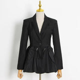 Black OL Style Blazers For Females Notched Long Sleeve Solid Minimalist Casual Blazer 2021 Autumn Fashion