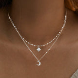 Double layer Sun & Moon Necklace-Outfit